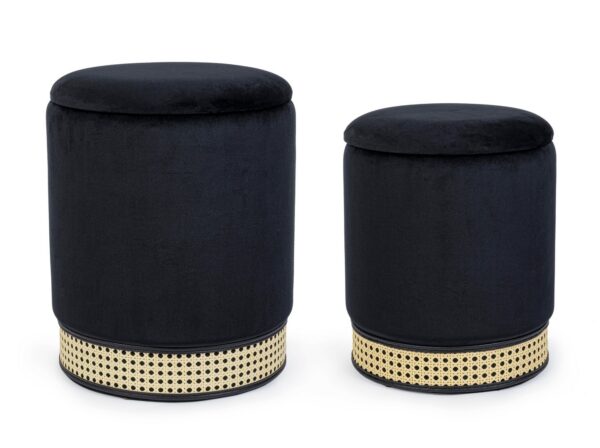 Set di 2 pouf MILENA nero