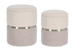 Set di 2 Pouf contenitore RADINKA in tessuto beige e grigio