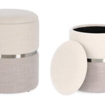 Set di 2 Pouf contenitore RADINKA in tessuto beige e grigio