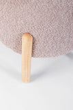 pouf dayla in tessuto rosa antico effetto bouclé e gambe in legno rubberwood, design compatto per piccoli spazi e ambienti...