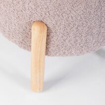 Pouf DAYLA in tessuto rosa antico effetto bouclé e gambe in legno rubberwood