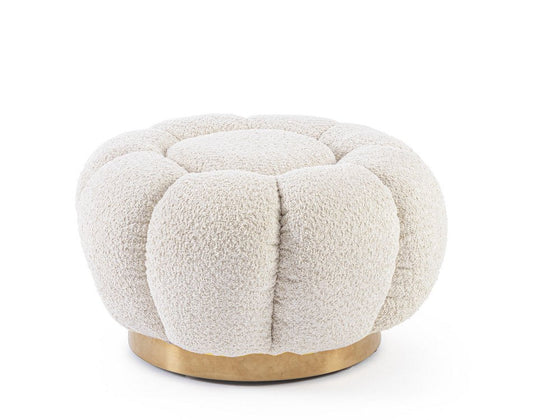 pouf florel in tessuto effetto bouclé naturale, pouf imbottito in tessuto o velluto con seduta confortevole