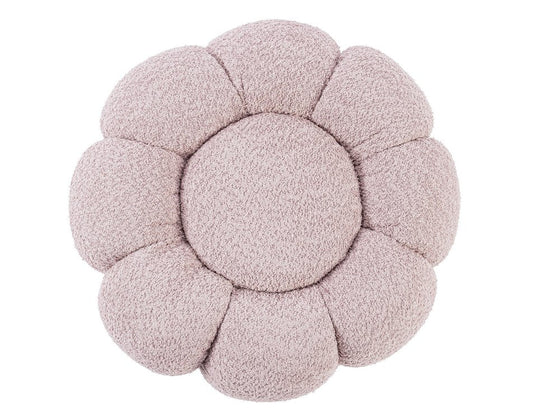 pouf florel in tessuto effetto bouclé rosa antico, complemento d’arredo ideale per soggiorno o camera