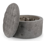 pouf contenitore porta scarpe ernestine in tessuto grigio scuro, complemento d’arredo ideale per soggiorno o camera