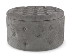 Pouf contenitore porta scarpe ERNESTINE in tessuto grigio scuro