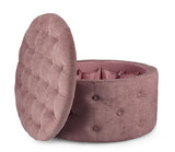 pouf contenitore porta scarpe ernestine in tessuto rosa scuro, complemento d’arredo ideale per soggiorno o camera
