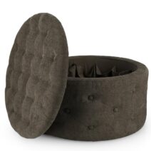 Pouf contenitore porta scarpe ERNESTINE in tessuto marrone timo