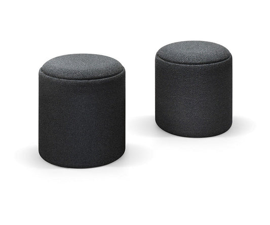 set di 2 pouf bergen contenitore in tessuto grigio scuro, trasformabile in tavolino in legno mdf, pouf imbottito in tessuto...