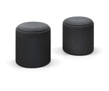 set di 2 pouf bergen contenitore in tessuto grigio scuro, trasformabile in tavolino in legno mdf, pouf imbottito in tessuto...