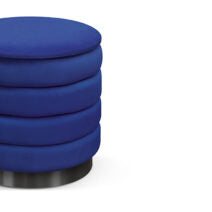 Pouf contenitore ARENDAL in tessuto effetto velluto blu