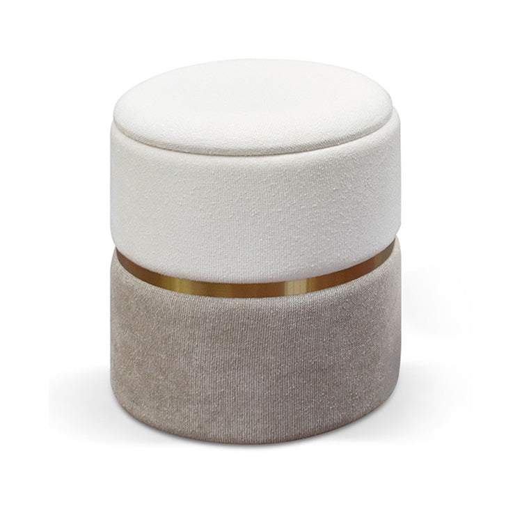 set di 2 pouf contenitore skien in tessuto effetto velluto bianco e tortora, complemento d’arredo ideale per soggiorno o...