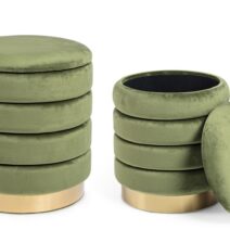 Set di 2 pouf DARINA colore oliva