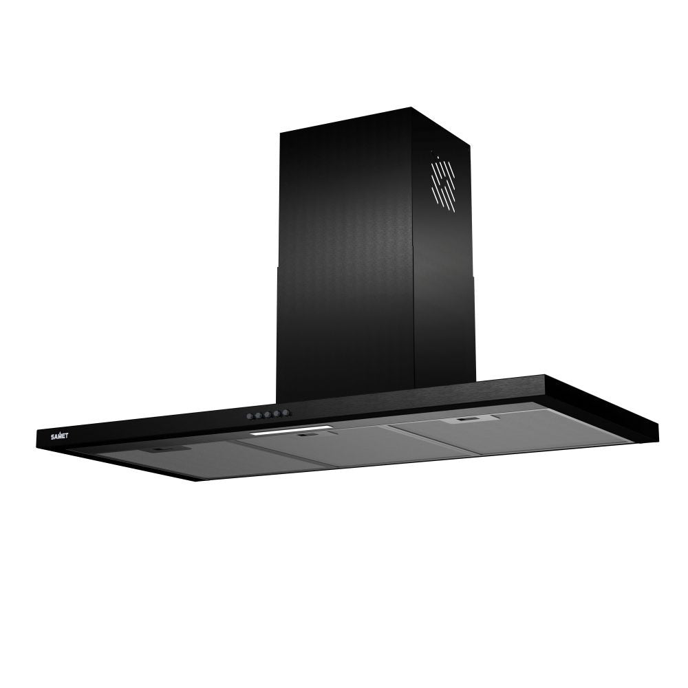 samet cappa da parete embla 90 colore nero, vista frontale di parete attrezzata semplice e moderna