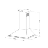 samet cappa a piramide eolo 60 inox 60 cm, dettaglio dei materiali e delle finiture della parete