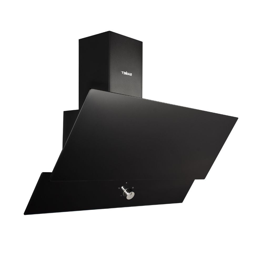 samet cappa da parete turbine 90 nera 90 cm, vista frontale di parete attrezzata semplice e moderna