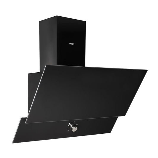 samet cappa da parete turbine 60 nera 60 cm, vista frontale di parete attrezzata semplice e moderna