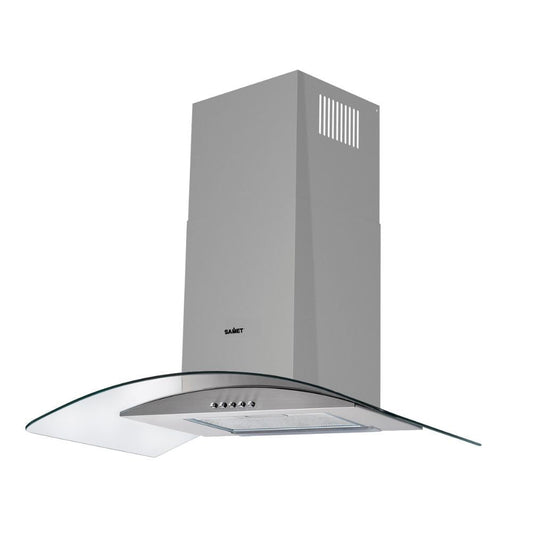 samet cappa weth 90 inox da parete 90 cm cupolino in vetro, dettaglio dei materiali e delle finiture della parete