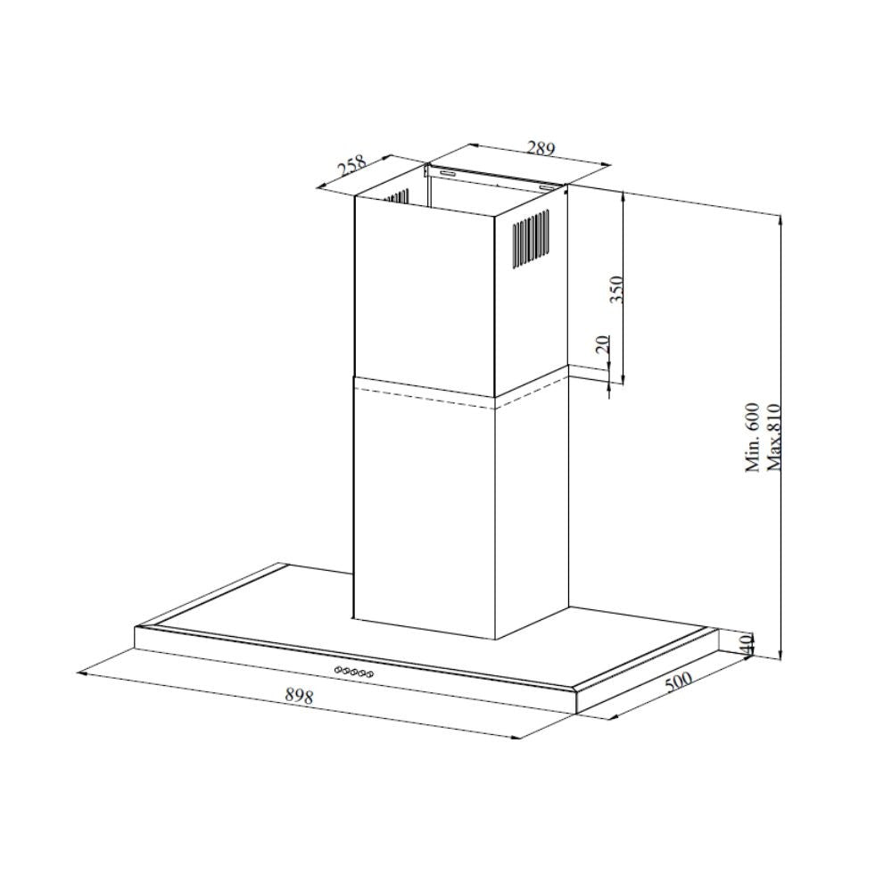 samet cappa embla 9023 da parete 90 cm acciaio inox, composizione a parete per soggiorno o zona living