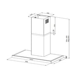 samet cappa embla 9023 da parete 90 cm acciaio inox, composizione a parete per soggiorno o zona living