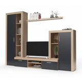 parete attrezzata nobel rovere sonoma e grafite, vista laterale della parete attrezzata montata