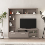 parete attrezzata leo con nicchia a giorno e anta a ribalta colore light mocha, parete attrezzata vista frontale, moderna e funzionale