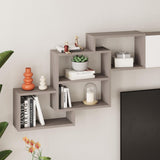 parete attrezzata free con nicchie a giorno colore mocha e bianco, parete attrezzata in ambientazione soggiorno