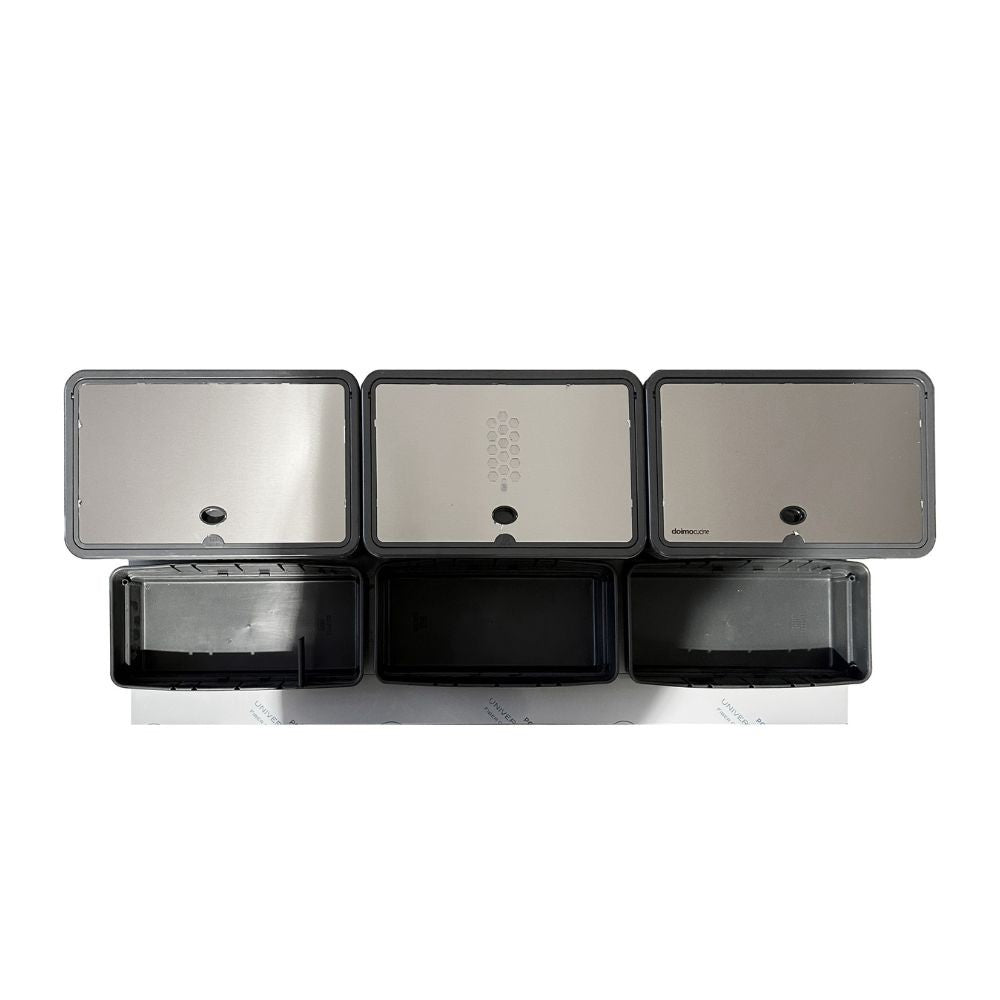 pattumiera doimo 3 secchi con filtro antiodore 110.5x48x24.5 cm., dettaglio del coperchio e sistema di apertura