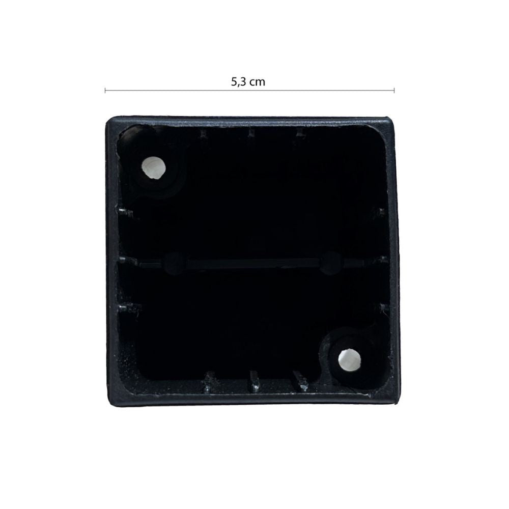 piede cubotto in plastica colore nero 5.3x5.3x8 h cm., elementi per rialzare mobili e facilitarne la pulizia