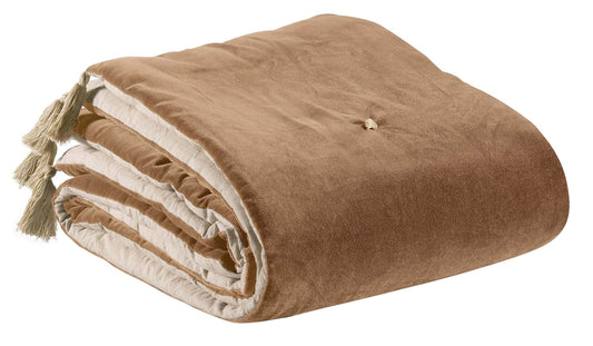 piumino con pompon elise spago, colore spago, taglia 80 x 180. vista frontale del piumino su sfondo bianco, perfetto per... 2000