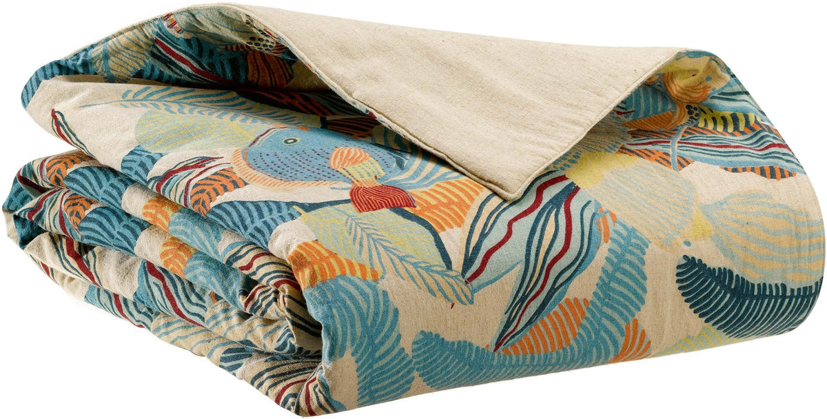 piumino stampato dori laguna, colore laguna, taglia 85 x 200. piumone in vista frontale su fondo neutro, ideale per...