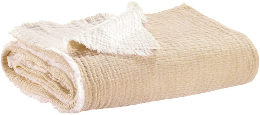 plaid emilio lino, colore lino, taglia 180 x 260. plaid piegato in vista frontale su fondo bianco, perfetto per arredare... 2000