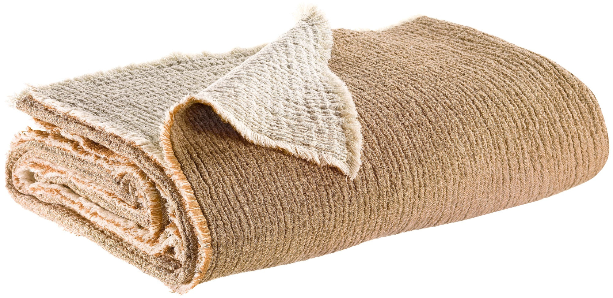 plaid emilio rame, colore rame, taglia 180 x 260. plaid piegato in vista frontale su fondo bianco, perfetto per arredare...