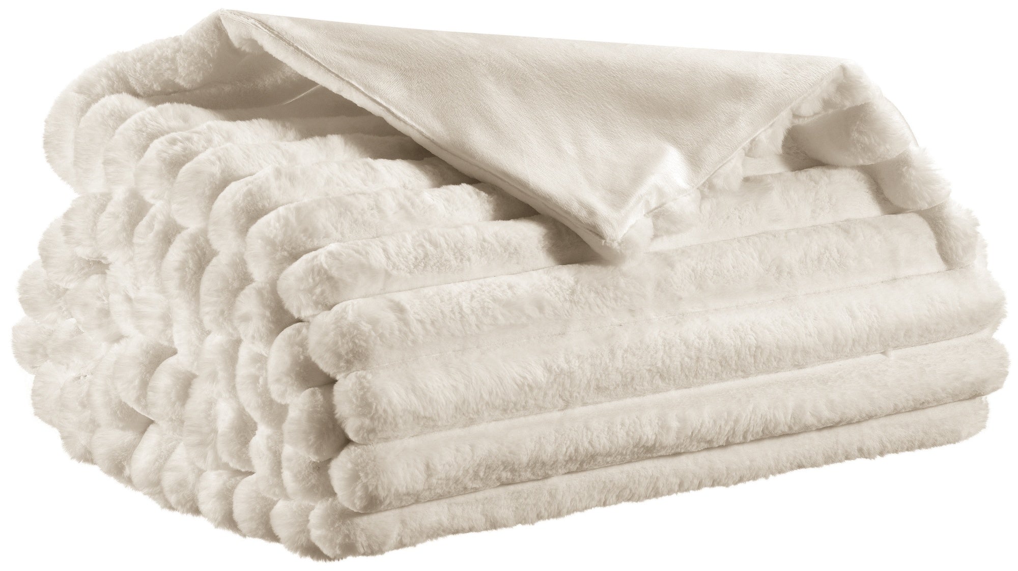 plaid alice neve, colore neve, taglia 130 x 160. plaid piegato in vista frontale su fondo bianco, perfetto per arredare...