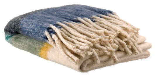 plaid a righe riciclato isabel muschio, colore muschio, taglia 130 x 160. plaid piegato in vista frontale su fondo bianco,...