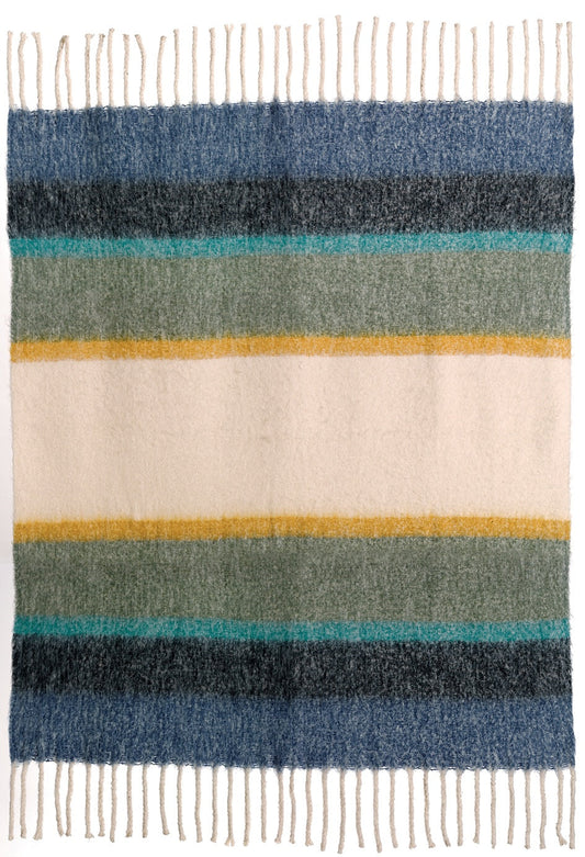 plaid a righe riciclato isabel muschio, colore muschio, taglia 130 x 160. coperta plaid soffice e calda, ideale per...