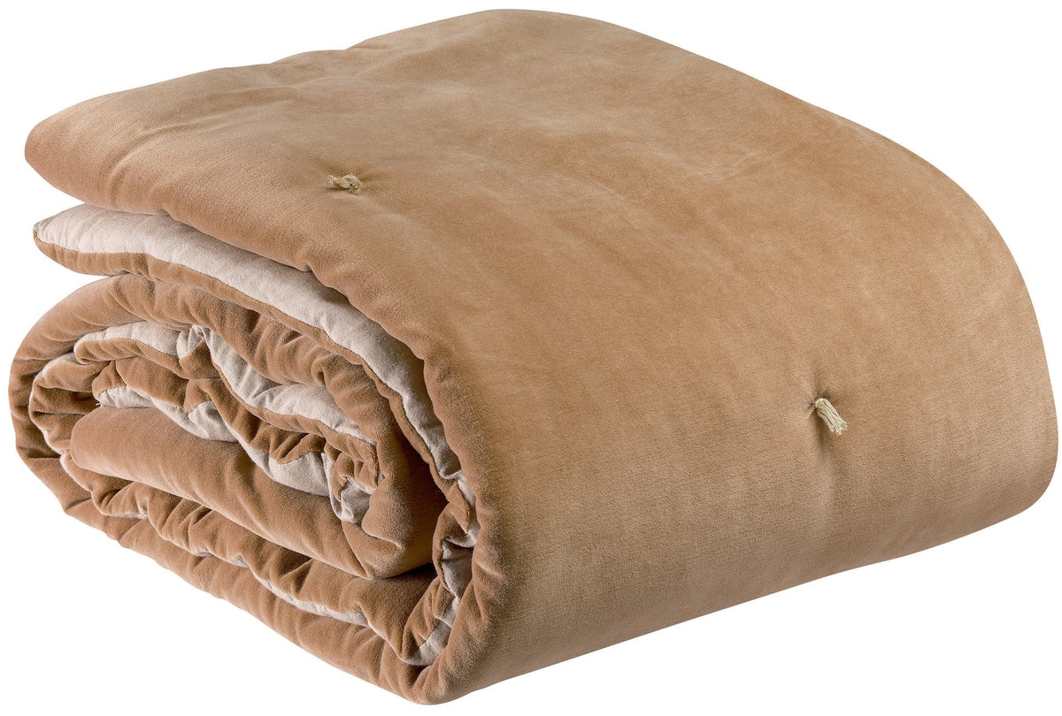 plaid con punti annodati elise cammello, colore cammello, taglia 140 x 200. plaid piegato in vista frontale su fondo bianco,...