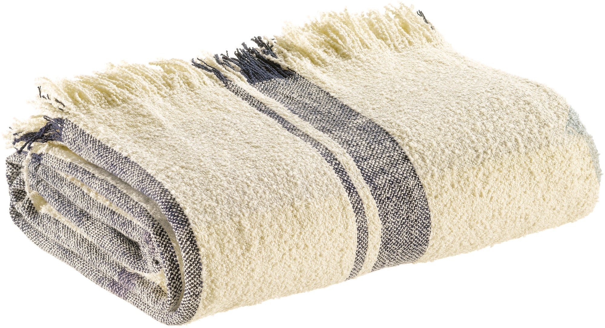 plaid jacquard jane  marino multicolore, colore marino multicolore, taglia 130 x 160. plaid piegato in vista frontale su...