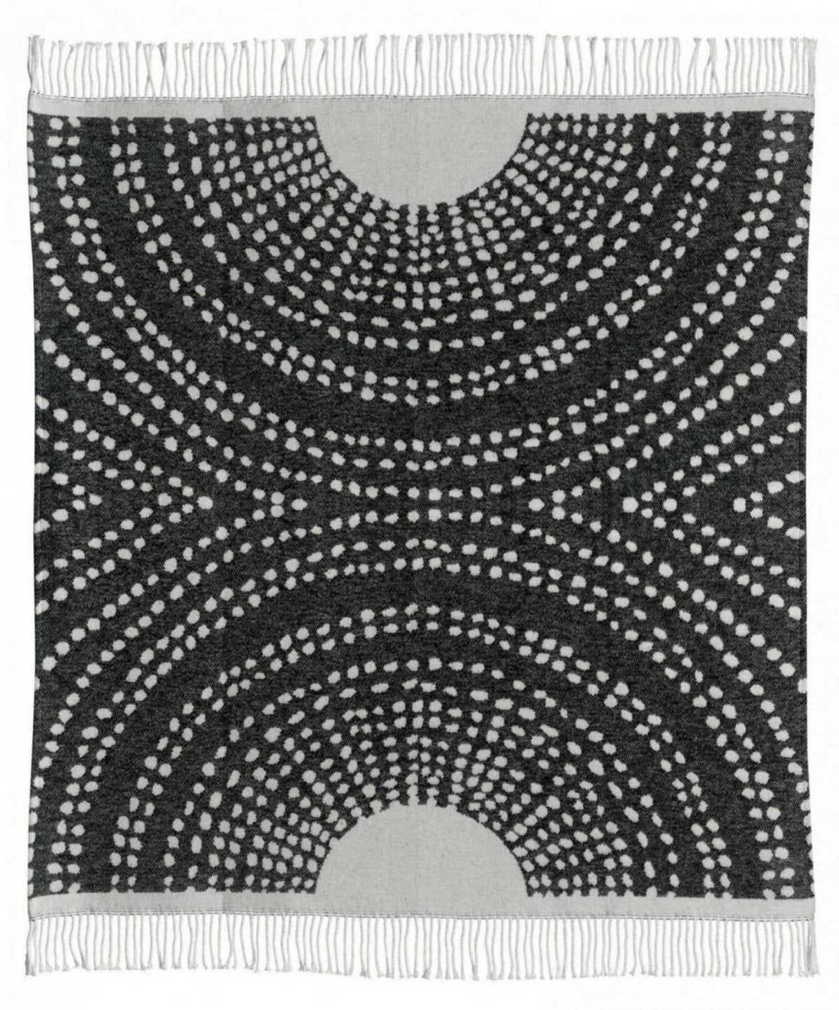 plaid riciclato taina carbone, colore carbone, taglia 127 x 160. plaid piegato in vista frontale su fondo bianco, perfetto...