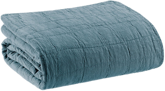 plaid riciclato titou acciaio, colore acciaio, taglia 140 x 200. plaid piegato in vista frontale su fondo bianco, perfetto...