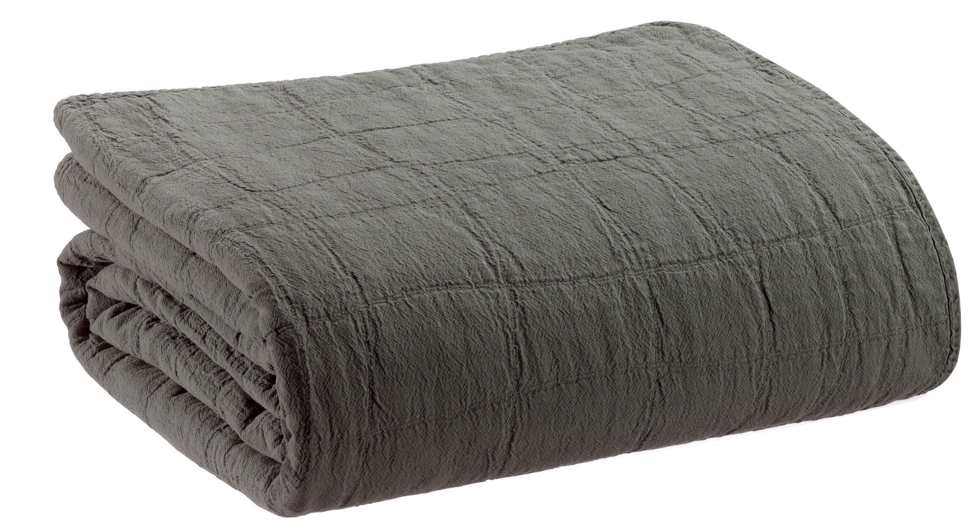 plaid riciclato titou carbone, colore carbone, taglia 260 x 260. plaid piegato in vista frontale su fondo bianco, perfetto...