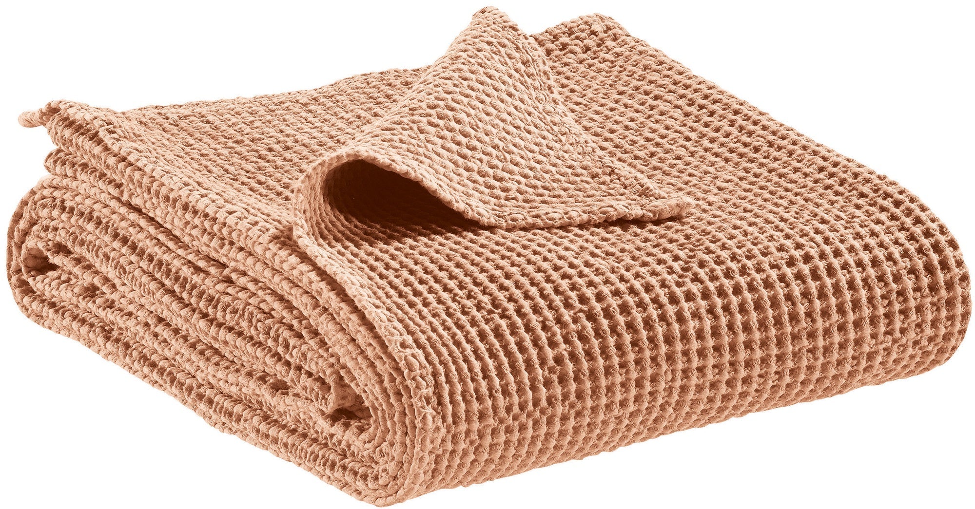 plaid riciclato maia dragée, colore dragée, taglia 140 x 200. plaid piegato in vista frontale su fondo bianco, perfetto per...