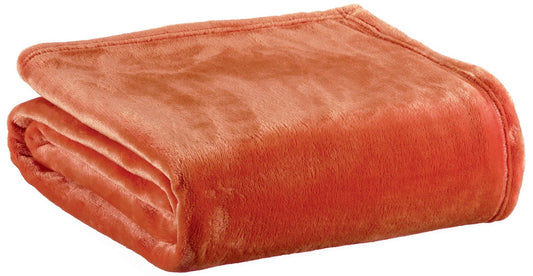 plaid riciclato theo marmellata, colore marmellata, taglia 130 x 160. plaid piegato in vista frontale su fondo bianco,...