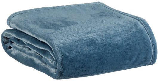 plaid riciclato theo pacifico, colore pacifico, taglia 130 x 160. plaid piegato in vista frontale su fondo bianco, perfetto...