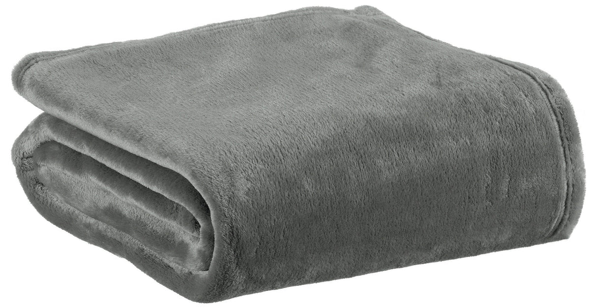 plaid riciclato theo grigio, colore grigio, taglia 130 x 160. plaid piegato in vista frontale su fondo bianco, perfetto per...