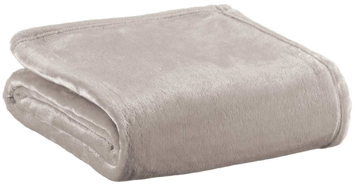 plaid riciclato theo perla, colore perla, taglia 130 x 160. plaid piegato in vista frontale su fondo bianco, perfetto per...