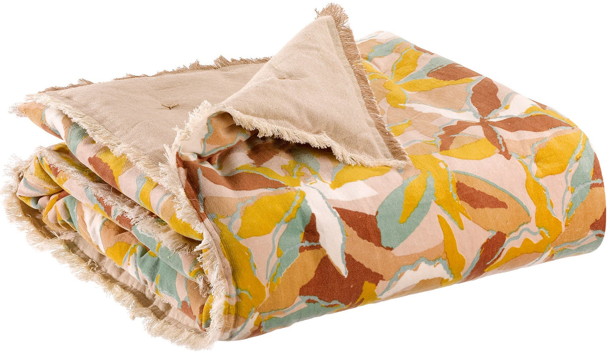 plaid stampato alina dragée, colore dragée, taglia 135 x 200. plaid piegato in vista frontale su fondo bianco, perfetto per...