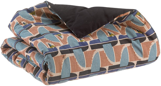 plaid stampato farel multico, colore multico, taglia 135 x 200. plaid piegato in vista frontale su fondo bianco, perfetto...