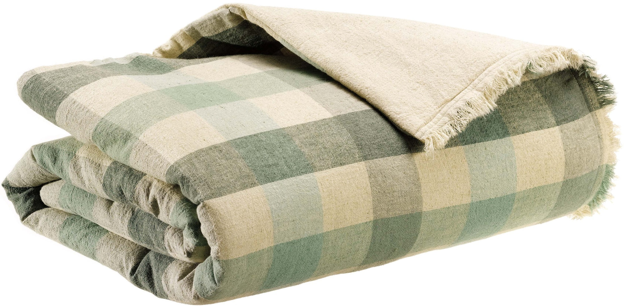 plaid stampato kate timo, colore timo, taglia 135 x 200. plaid piegato in vista frontale su fondo bianco, perfetto per...
