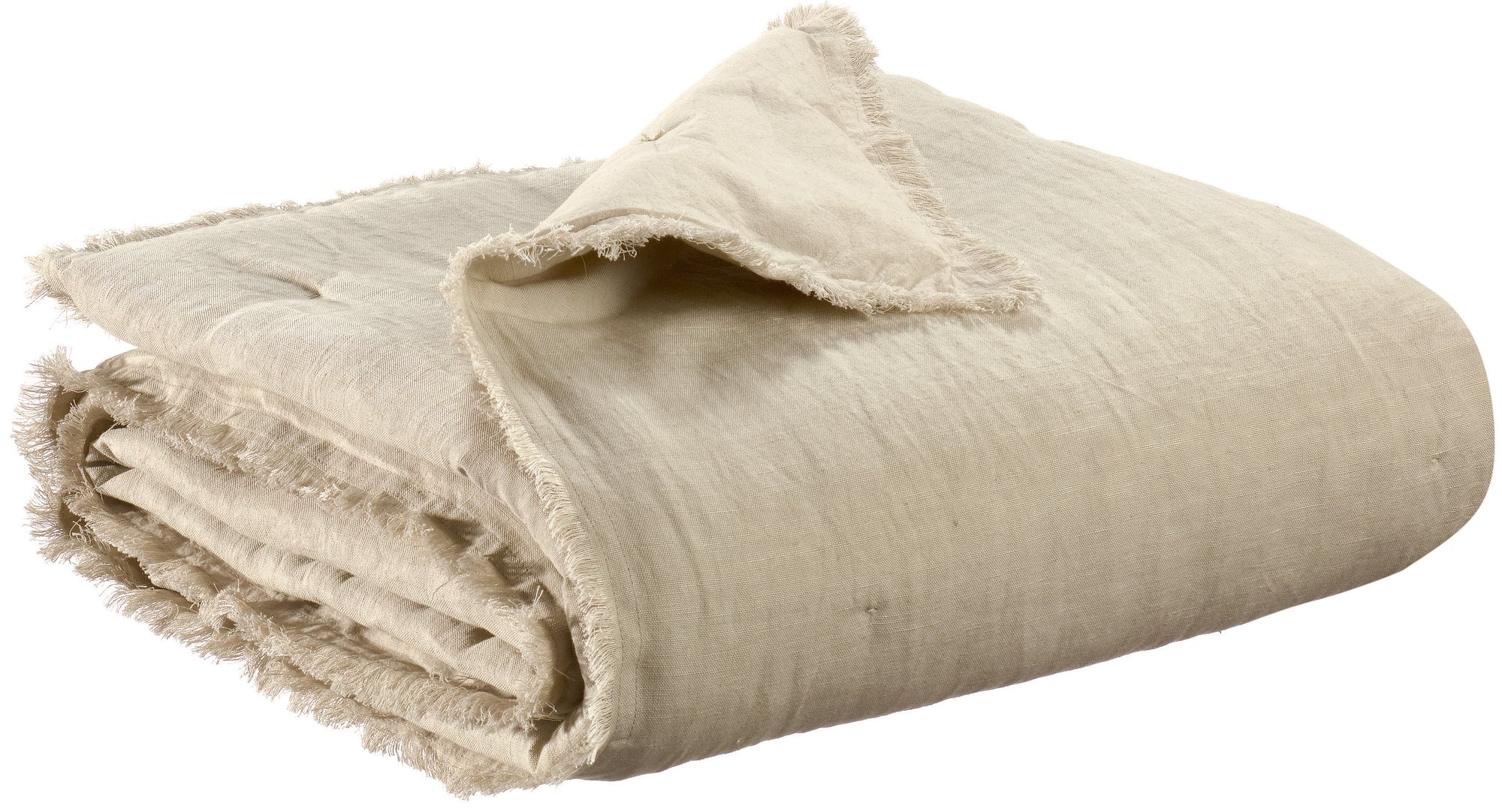 plaid tinta unita laly lino, colore lino, taglia 135 x 200. plaid piegato in vista frontale su fondo bianco, perfetto per...