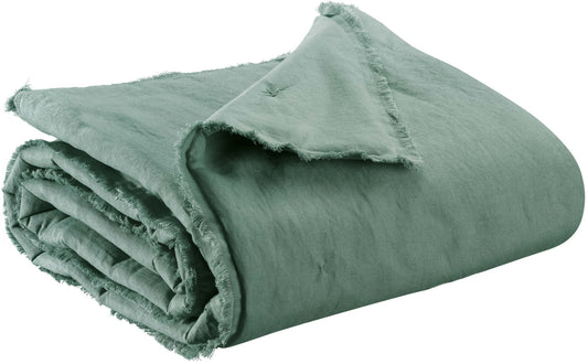 plaid tinta unita laly prussia, colore prussia, taglia 135 x 200. plaid piegato in vista frontale su fondo bianco, perfetto...